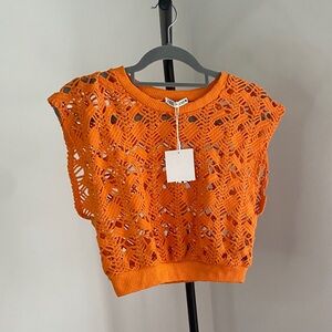 Zara Orange Crochet Crop Top